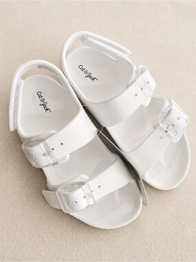 Cat & Jack White Double-Strap Kids Sandals with Clear Buckles
